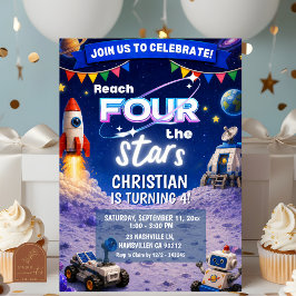 Invitación Ladrillos Alcanzan las estrellas cumpleaños espaci