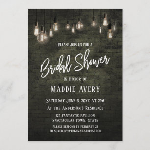 Invitación Ladrillos industriales con luz Edison Ducha de nov