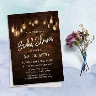 Invitación Ladrillos industriales con luz Edison Ducha de nov