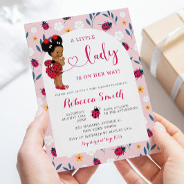 Invitación Ladrón Rosa Bug Chica afroamericano Baby Shower