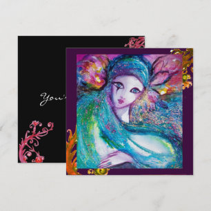 Invitación LADY AZUL MÁSCARA Fiesta De Mascaradas De Swirls R