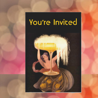 Invitación Lady con vidrio de champagne