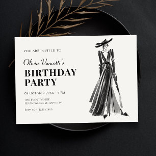Invitación Lady en el elegante cumpleaños de Gown