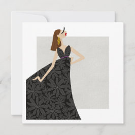 Invitación Lady Fashionista en el Ilustracion de la moda negr