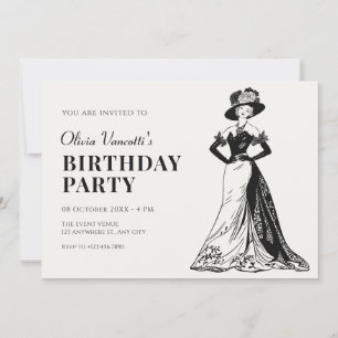 Invitación Lady Retro Vintage elegante cumpleaños