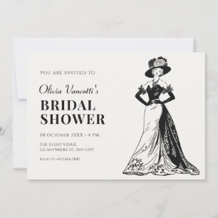 Invitación Lady Retro Vintage elegante vestido ducha de novia