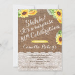 Invitación lady Surprise 80th Birthday Invita, Sunflowers<br><div class="desc">Borracho y fondo de efecto de encaje con hermosas imágenes de girasol para este diseño de Invitación a la Fiesta de Aniversario Sorpresa 80 para una dama.</div>