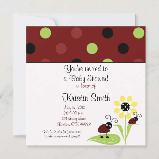 Invitación ladybug2 copy, estás invitado a un Baby Shower!... (Anverso)