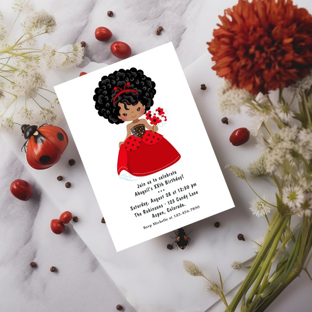 Invitación Ladybug Black Princess Fairy Tale Party Birday (Subido por el creador)