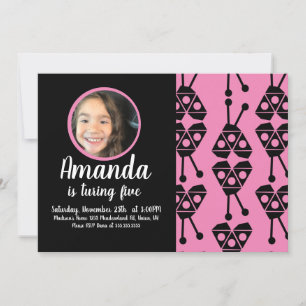 Invitación Ladybug Bug Insect Geometrical Birthday Party Pink