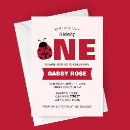 Invitación Ladybug First Birthday Invitation