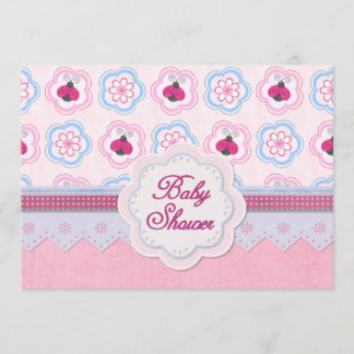 Invitación Ladybug Flowers Baby Shower