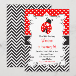Invitación Ladybug Ladybird Red Birday Party