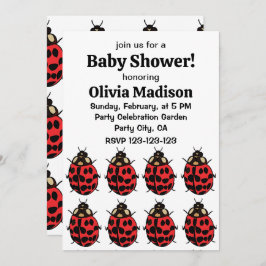 Invitación Ladybug Red Black Insect Ladybug Baby Girl Shower