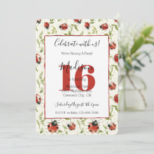 Invitación Ladybugs cumple 16 años