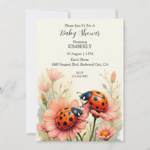Invitación Ladybugs en flor