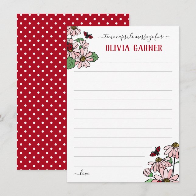 Invitación Ladybugs Un Maravilloso Mensaje De La Cápsula Del  (Anverso / Reverso)