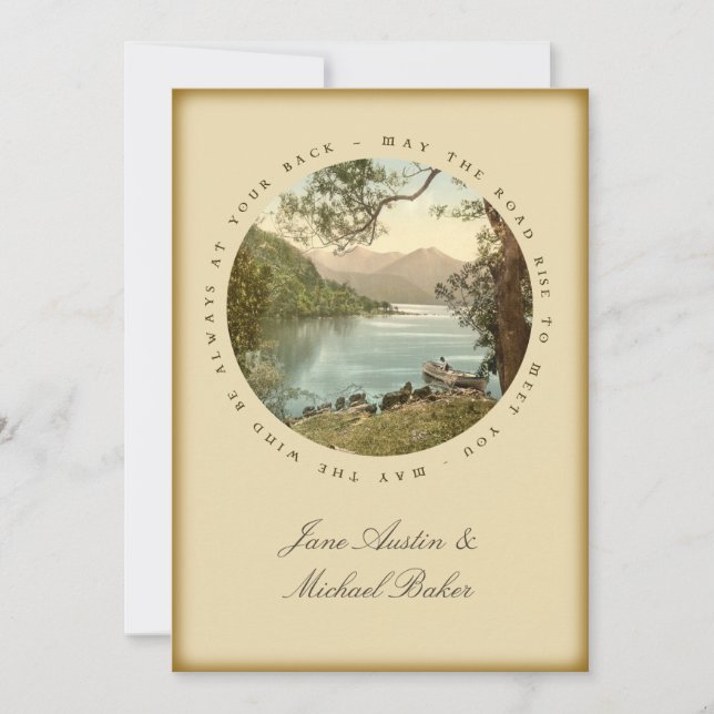 Invitación Lago Boda irlandés en Kerry Irlanda y Bendición (Anverso)