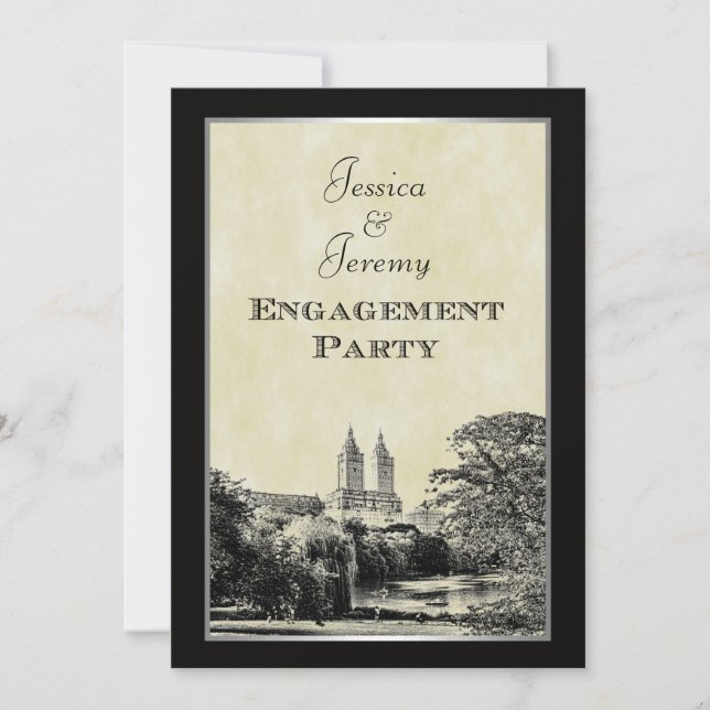 Invitación Lago del Parque Central de NYC San Remo Grabado De (Anverso)