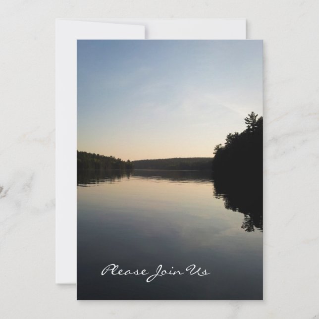 Invitación Lago invitations de la boda en la puesta del sol (Anverso)