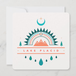 Invitación lago plácido boho arcoíris luna