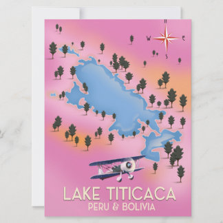 Invitación Lago Titicaca, Perú, mapa del lago Bolivia arte de