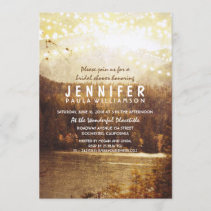 Invitación Lago y Montañas Rústica Ducha Bridal