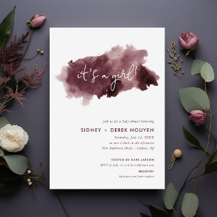 Invitación Lágrima de tinta de Borgoña es un Baby Shower Chic