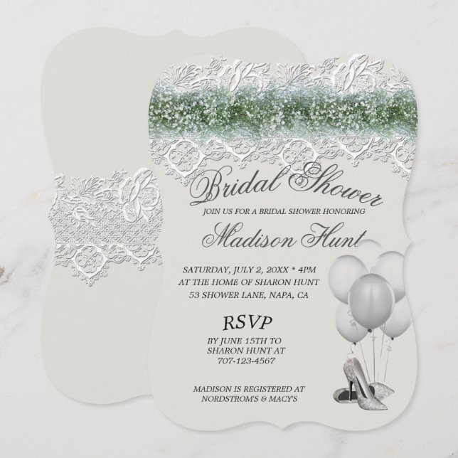 Invitación Lágrimas blancas y bebés duchas de novia respirato (Anverso / Reverso)