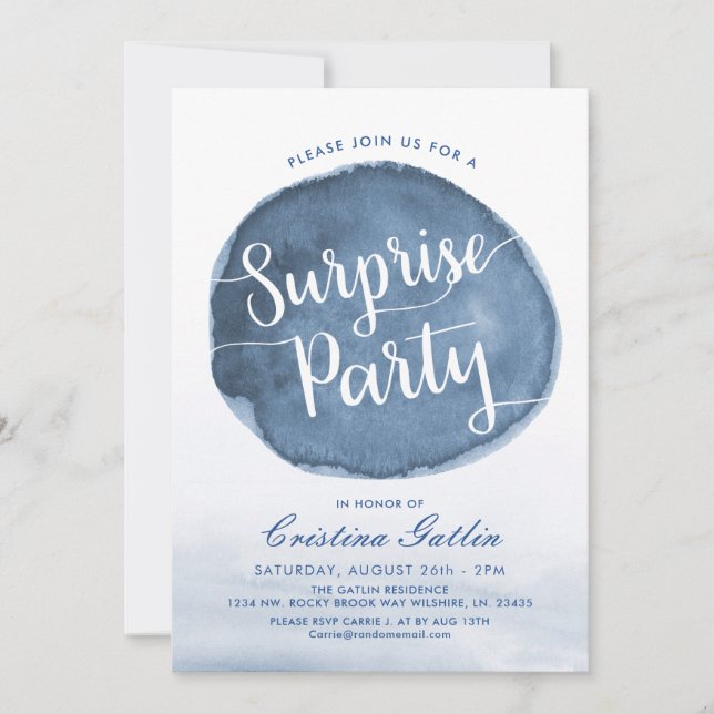 Invitación Laguna | PERSONALIZADO | Fiesta de Surprise Bday (Anverso)
