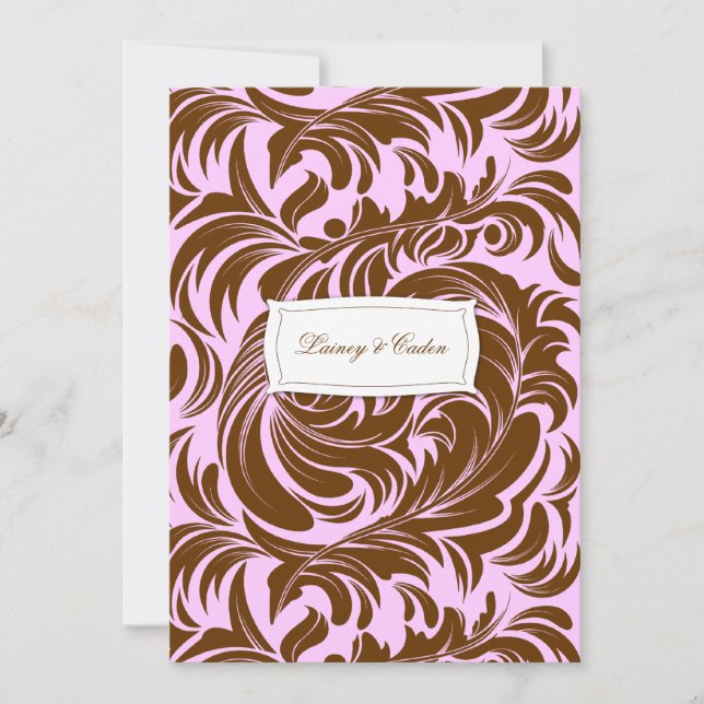 Invitación Lainey rosa y chocolate 311-Lavishly (Anverso)
