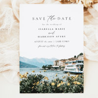 LAKE COMO Watercolor Italia Skyline Save the Date 