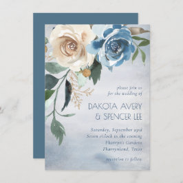 Invitación Lake Floral | Boda azul turbio y blanco desconecta