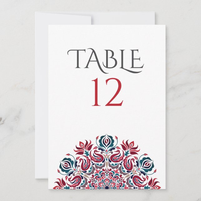 Invitación Lake Swan Lotus Flowers Mandala Table Number (Anverso)