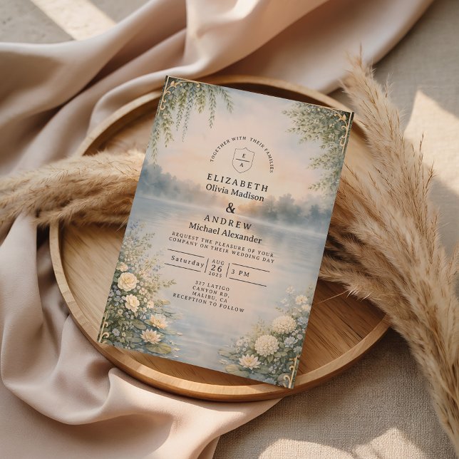 Invitación Lake Wildflower Forest Romance Wedding (Subido por el creador)