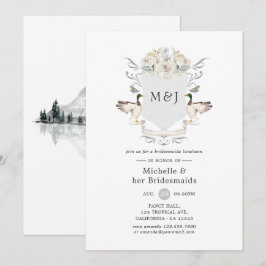 Invitación Lakeside Monograma Escudo Bridesmaids Luncheon