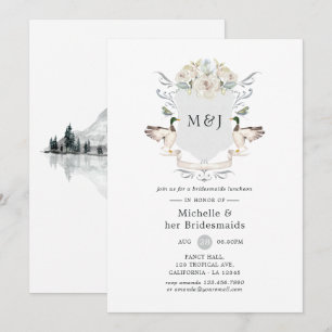 Invitación Lakeside Monograma Escudo Bridesmaids Luncheon