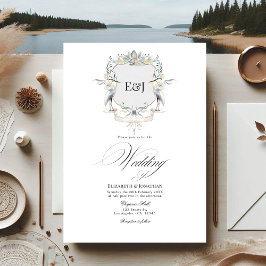 Invitación Lakeside Monograma Laurel Escudo Boda