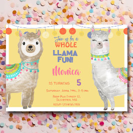 Invitación Lama divertida, colorido cumpleaños de niños en am