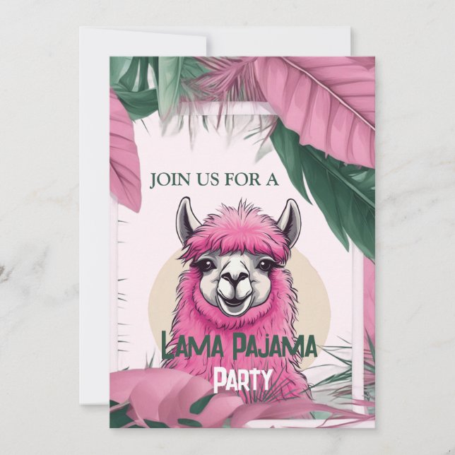 Invitación Lama sonriente rosa feliz (Anverso)