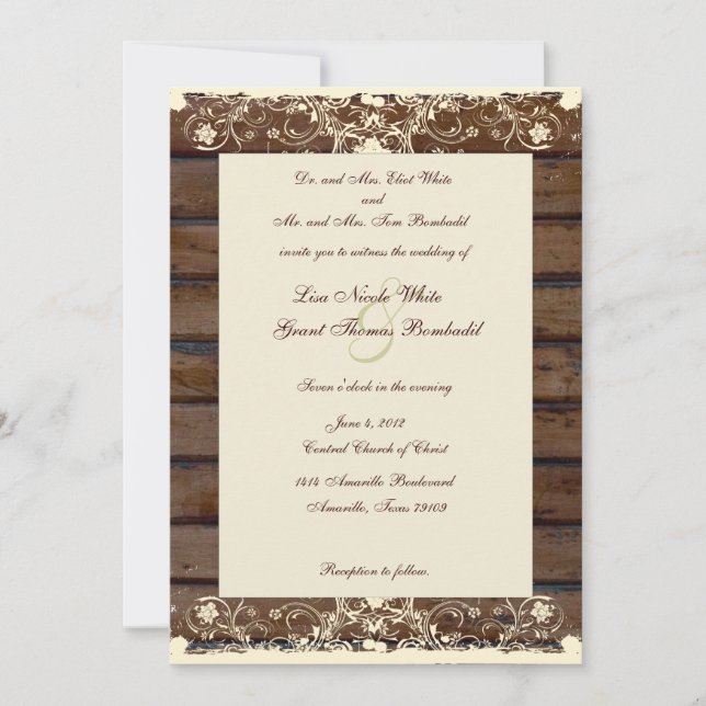 Invitación lamentable de la boda del cordón de la (Anverso)