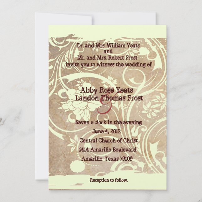 Invitación lamentable de la boda del pergamino (Anverso)