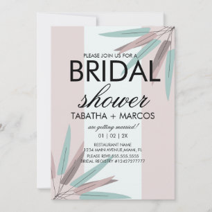 Invitación Lámina BOHEMIANA Tribal BRIDAL Ducha rosa Verde az