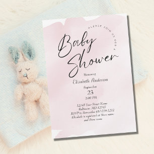 Invitación Lámina rosa de lavado de agua color bebé niña Baby