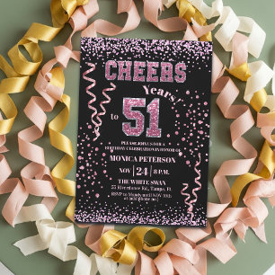 Invitación Laminillas de purpurina rosa Cumpleaños 51