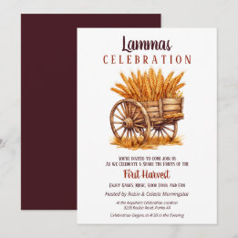 Invitación Lammas Caída Equinox Cosecha Retro de Trigo
