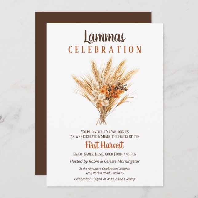 Invitación Lammas Pagan Fall Harveat Bouquet (Anverso / Reverso)