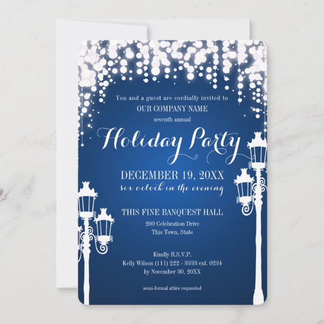 Invitación Lamp Post Sparkke Holiday Party Corporate (Anverso)