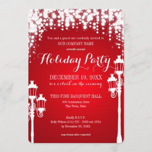 Invitación Lamp Post Sparkke Red Holiday Party Corporate