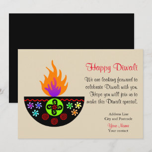 Invitación Lámpara colorida Diya de Diwali